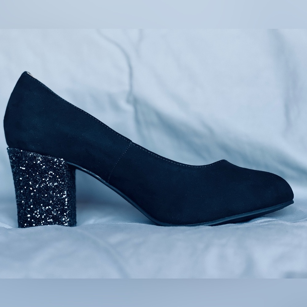 Lane Bryant Glitter Block Heels in Black. Size 10. Fits like a 10.5/11.